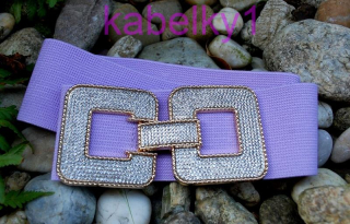 Opasok fialový pružný zlatá pracka strieborný štras  