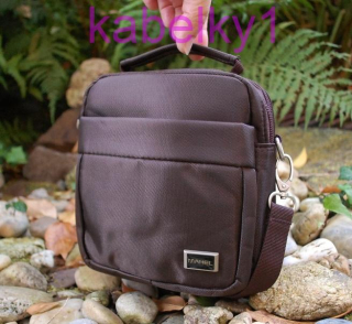  Pánska taška hnedá štepovaná strieborné matné kovanie 