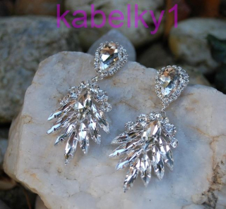 Náušnice strieborné spoločenské strieborné brúsené sklo 