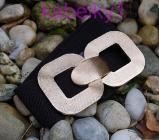 Opasok čierny pružný ryhovaná zlatá pracka  