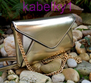 Kabelka zlatá listová lakovaná zlatá reťaz 