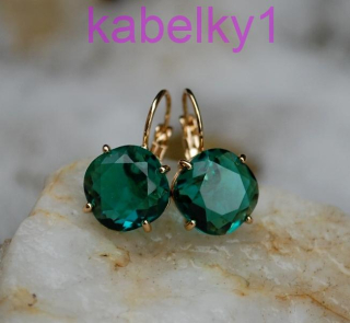 Náušnice zelené brúsené sklo zlaté okrúhle