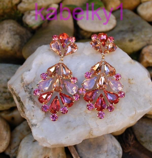 Náušnice zlaté ružové spoločenské rose gold brúsené sklo 