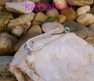 Brošňa MONA spona striebornej farby perličky