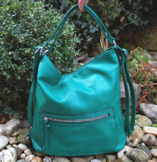 Kabelka zelená crossbody strieborné kovanie 