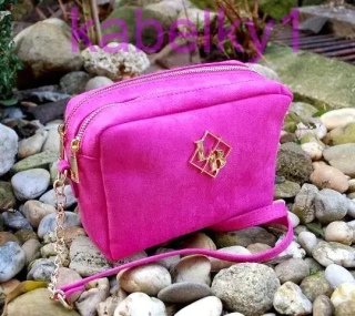 Kabelka ružová semišová zlatá retiazka Laura Biaggi