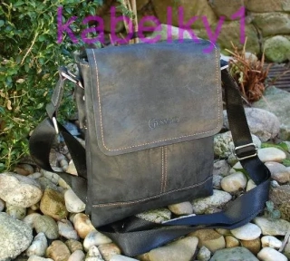  Pánska taška čierna antracitová štepovaná crossbody 