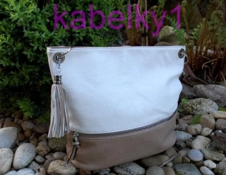 Kabelka bielo krémová crossbody strieborné kovanie 