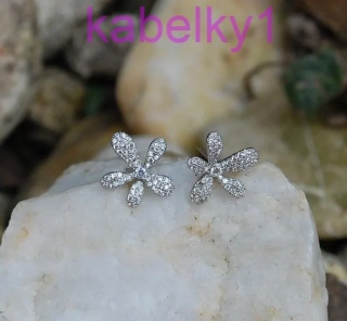 Náušnice strieborné kvietky brúsené sklo