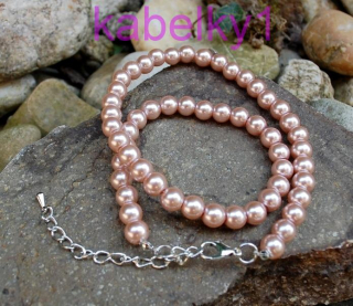 Náhrdelník rose gold perličky strieborná retiazka 