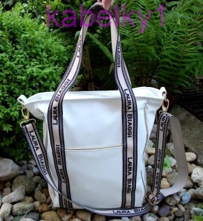 Kabelka biela čierna matná zlaté kovanie LAURA BIAGGI