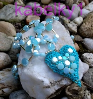 Náhrdelník tyrkysové srdiečko modrá mint zlatá