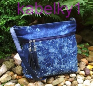 Kabelka modrá riflová strieborné kovanie kovanie crossbody 