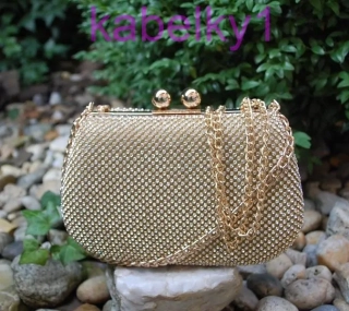 Kabelka zlatá štrasová plesová zlaté retiazky