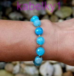 Náramok dúhové tyrkysové guľky zlatý kov