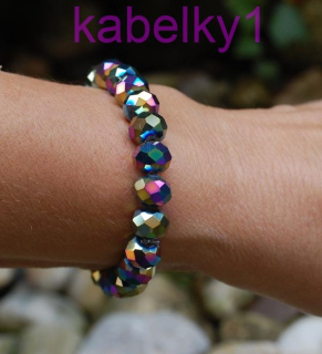 Náramok čierny dúhový brúsené sklo farebný odlesk 