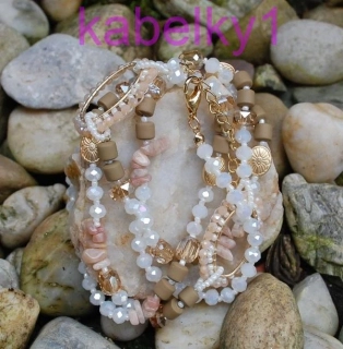 Korálky biele púdrové krémové hnedé