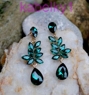 Náušnice zelené brúsené sklo zlatý podklad