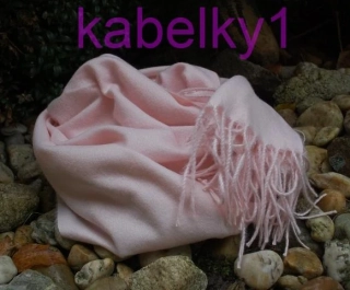 Šál ružový púdrový dlhé strapčeky