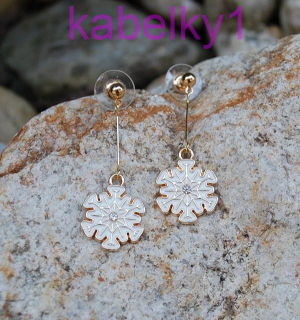 Náušnice zlate biele snehová vločka