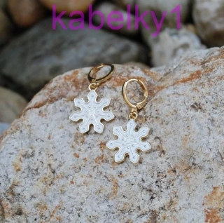 Náušnice zlate biele snehová vločka