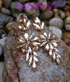 Náušnice zlaté spoločenské zlatý podklad brúsené sklo 