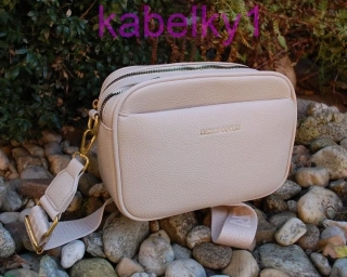 Kabelka smotanová zlaté kovanie zipsové priečinky