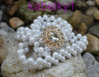 Opasok perlový zlatý kvet a brúsené sklo