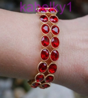 Náramok červený zlatý brúsené sklo 