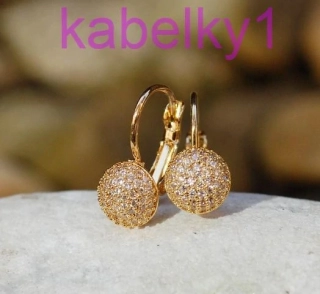 Náušnice zlatá farba brúsené sklo 