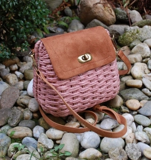 Kabelka špagátová ružová hnedá pletená