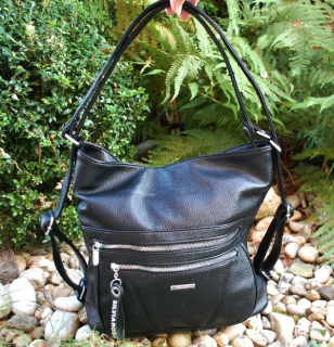 Batoh čierny kabelka crossbody strieborné kovanie 
