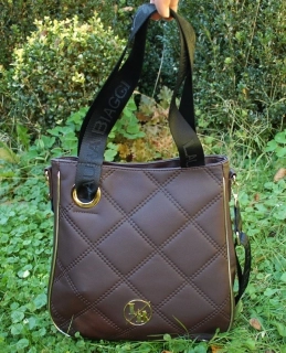 Kabelka hnedá so zlatým lemom dlhé ramienko Laura Biaggi