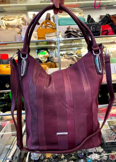 Kabelka bordová ozdobné pásy strieborné kovanie Silvia Rosa