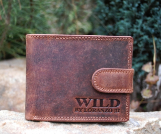 Pánska kožená peňaženka pracka hnedá koňaková brúsená WILD 