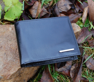 Pánska čierna peňaženka s leskom koža SANCHEZ 