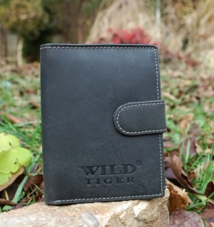Pánska peňaženka šedá koža zips matná WILD 