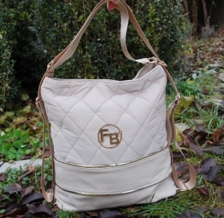 Kabelka batoh smotanová prešívaná zlaté lemovanie