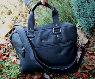 Pánska čierna kožená aktovka kufrík veľká BELLUGIO