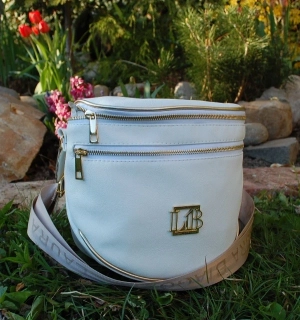 Kabelka biela zlatá matná ľadvinka dlhé ramienko LAURA BIAGGI