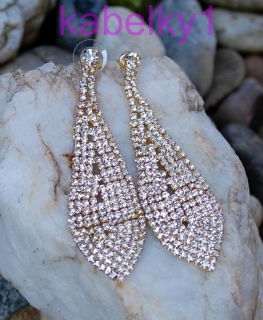 Náušnice zlaté spoločenské strieborné brúsené sklo 